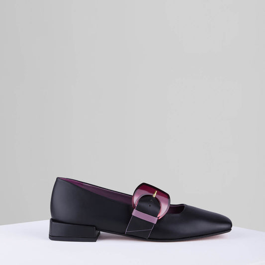 Rebecca Flat Mary Jane in Nero - REBFMJ3