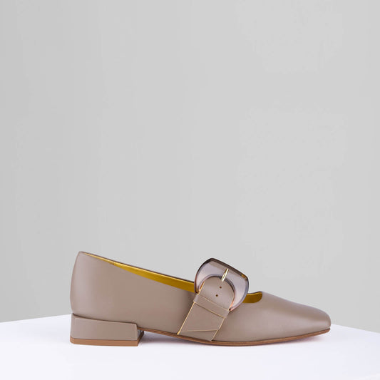Rebecca Flat Mary Jane in Taupe - REBFMJ1